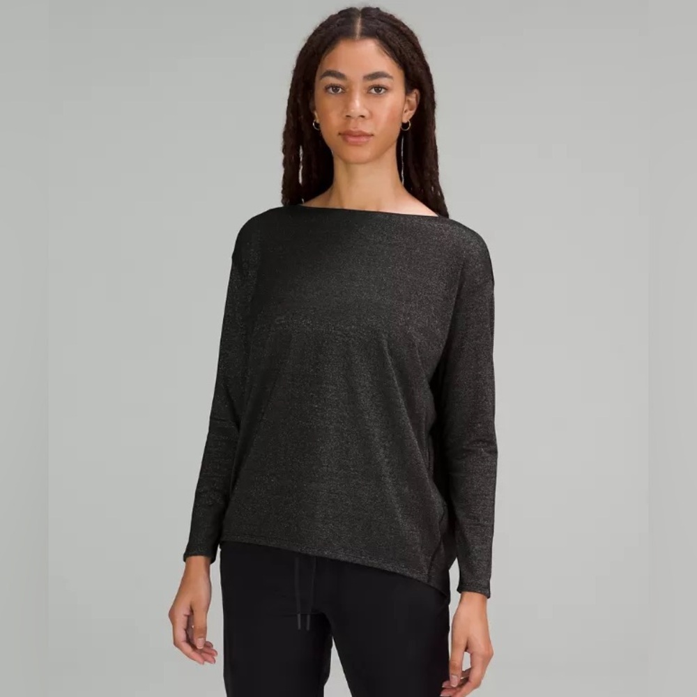 Lululemon Back in Action Long Sleeve *Spark BLK (golden sparkle)